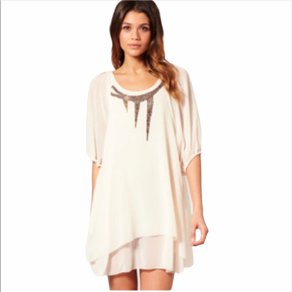 TFNC Antique Style Bead Embellished Layered Dress